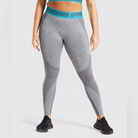 GYMSHARK Flex Leggings Marl Teal XS - Picture 1 of 4